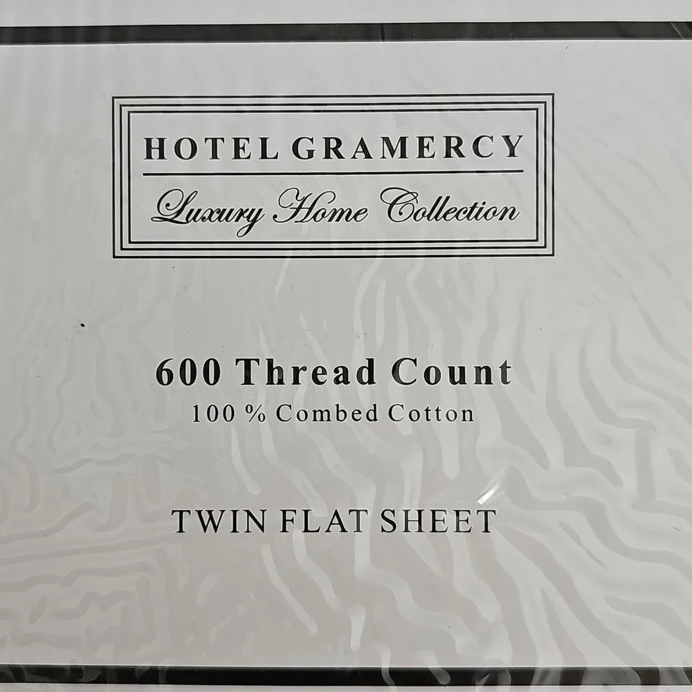 NWT Hotel Gramercy 600 Thread Count Flat Sheet, White, Size TWIN